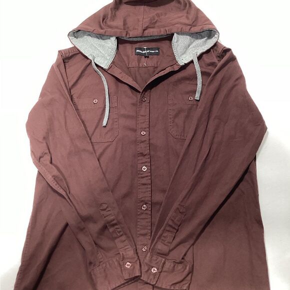 Molokai Surf Co. NWOT Maroon Hooded Button Up Jacket Size L 100% Cotton - Picture 6 of 9
